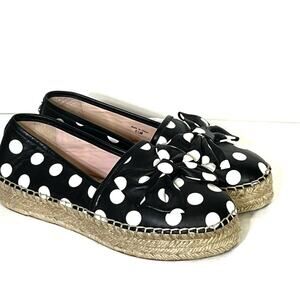 Kate Spade Polka Dot B/W Bow Espadrilles Shoes 5.5 EUC